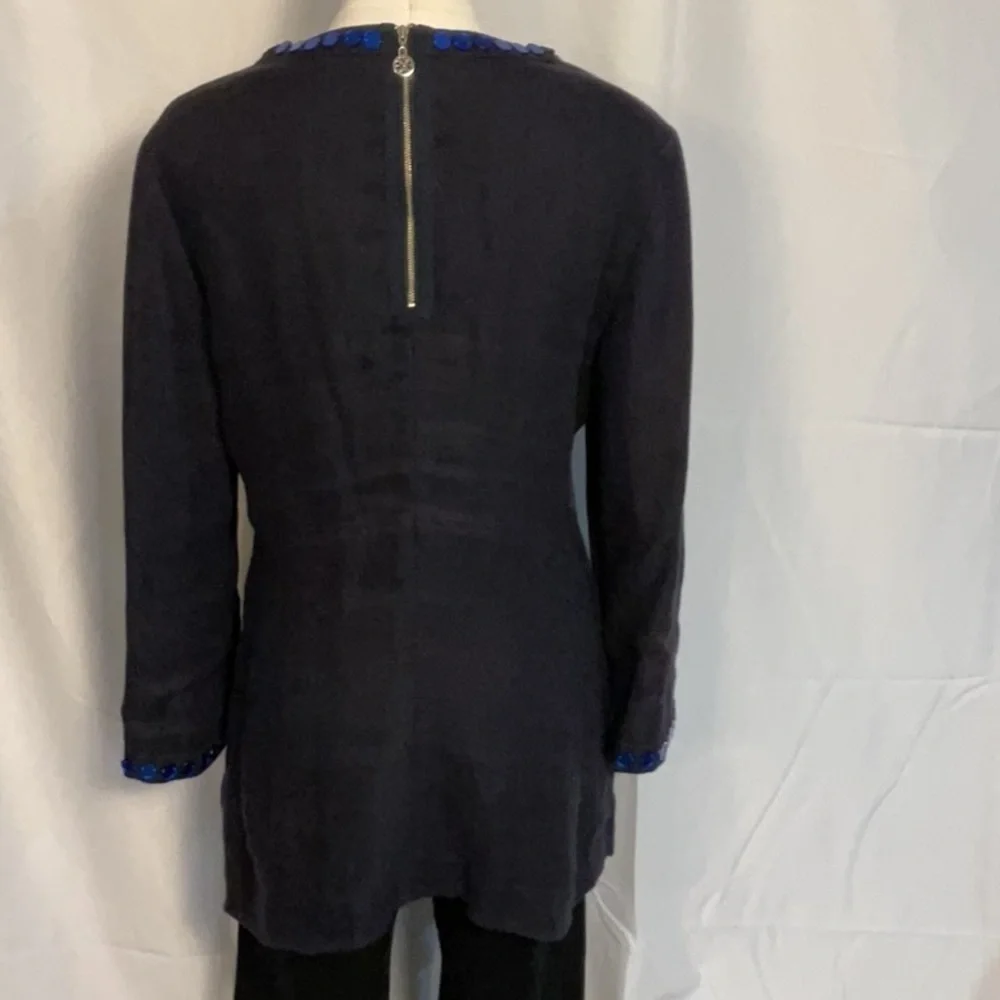 Tory Burch linen tunic w/ sequins size 8